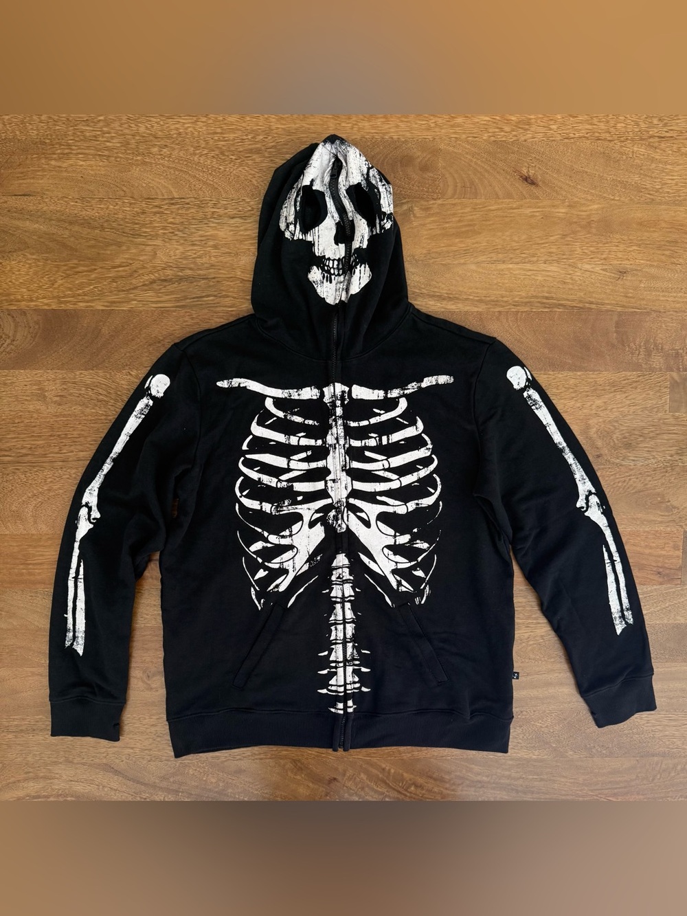 XXX RUDE Black & White Glow-in-the-Dark Skeleton Full-Zip Hoodie